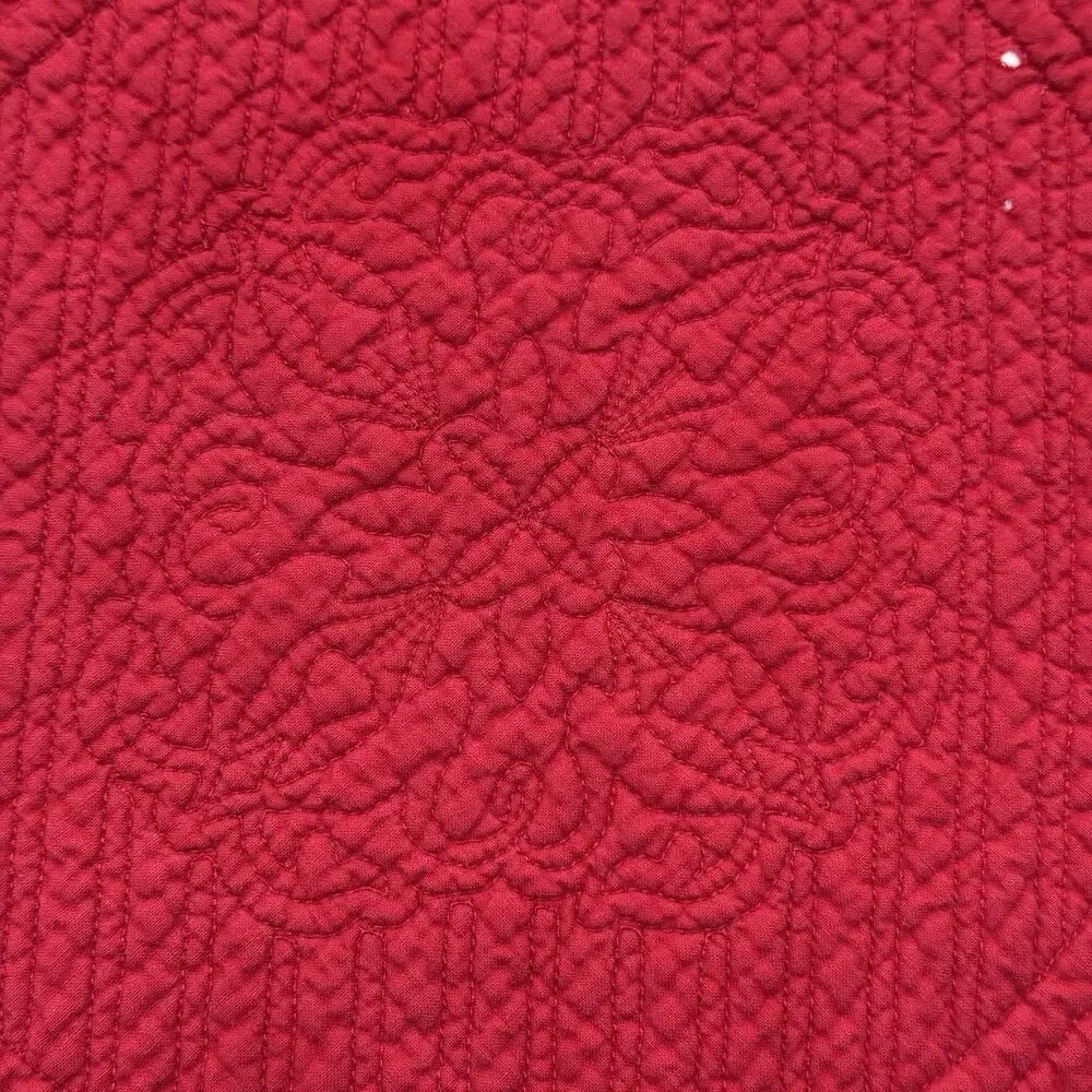 Vintage Set of 3 Round Quilted Red Placemats 14 inch Dining Table Decor